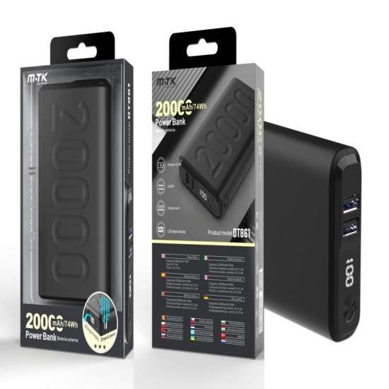 POWER BANK MTK DT861 20000MAH NEGRO POWER BANK MTK DT861 20000MAH NEGRO